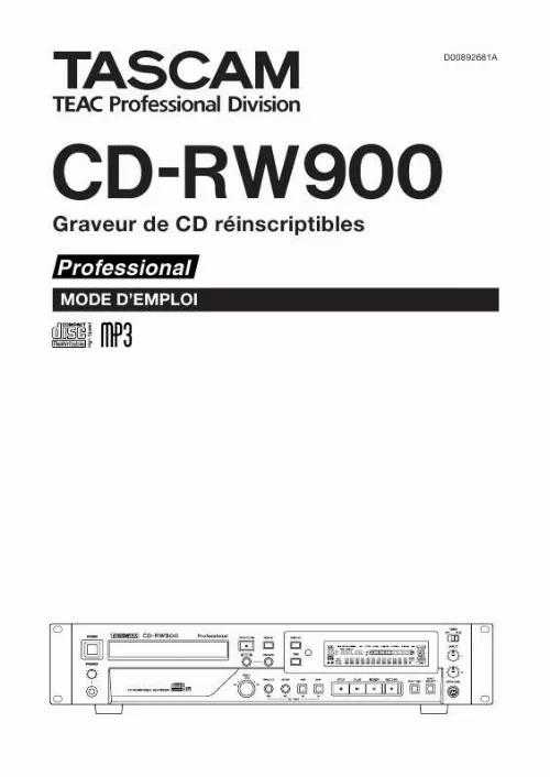 Mode d'emploi TASCAM CD-RW900