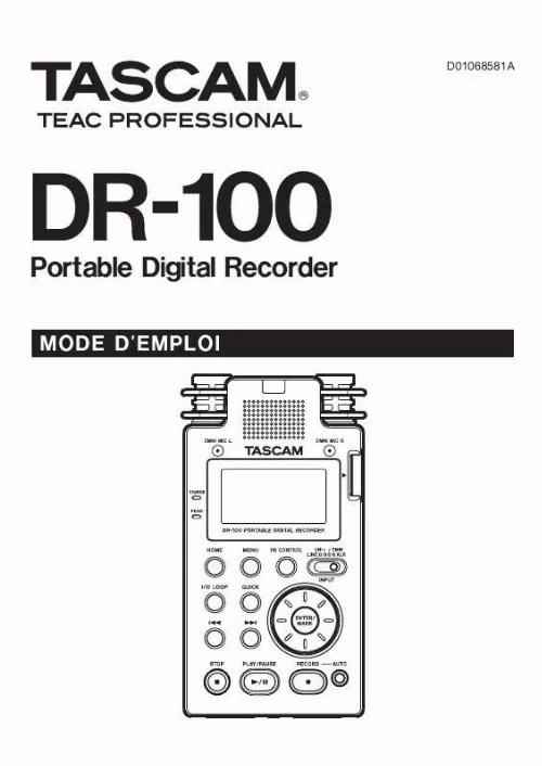 Mode d'emploi TASCAM DR-100
