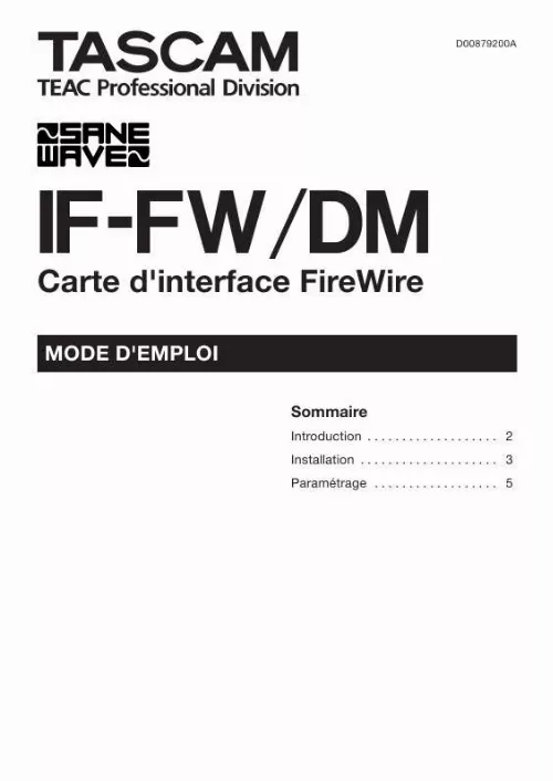 Mode d'emploi TASCAM IF-FW