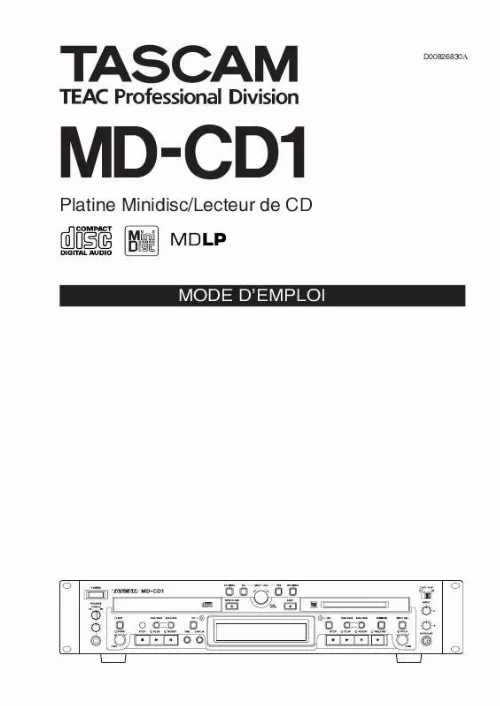 Mode d'emploi TASCAM MD-CD1