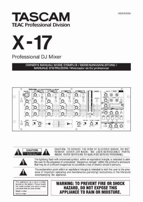 Mode d'emploi TASCAM X-17