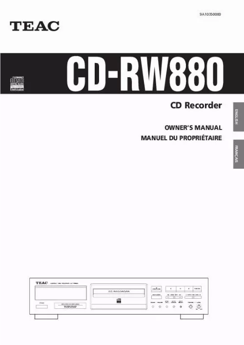 Mode d'emploi TEAC CD-RW880