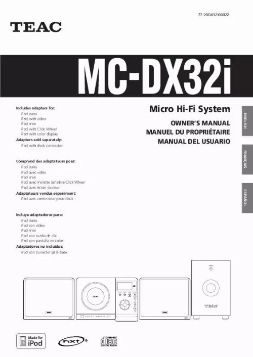 Mode d'emploi TEAC MC-DX32I