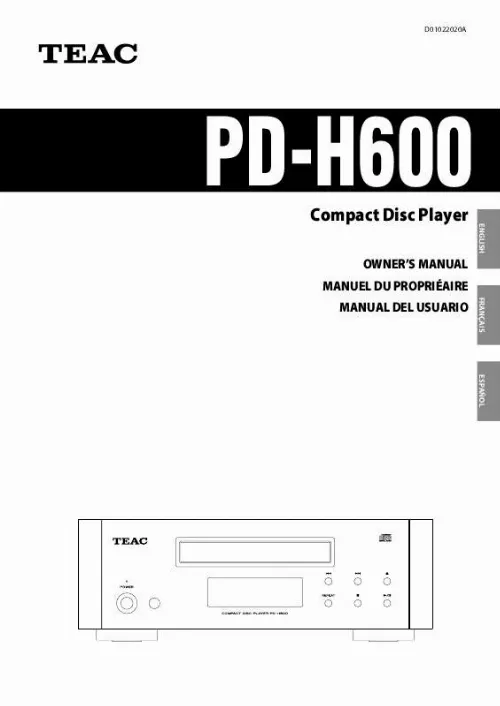 Mode d'emploi TEAC PD-H600