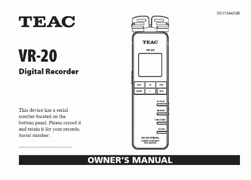 Mode d'emploi TEAC VR-20