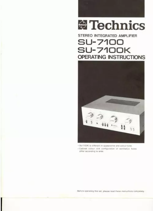 Mode d'emploi TECHNICS SU-7100