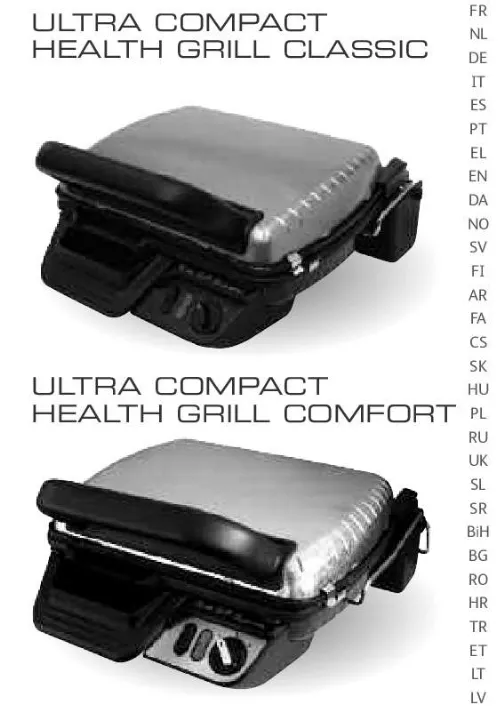 Mode d'emploi TEFAL ULTRA COMPACT HEALTH GRILL COMFORT