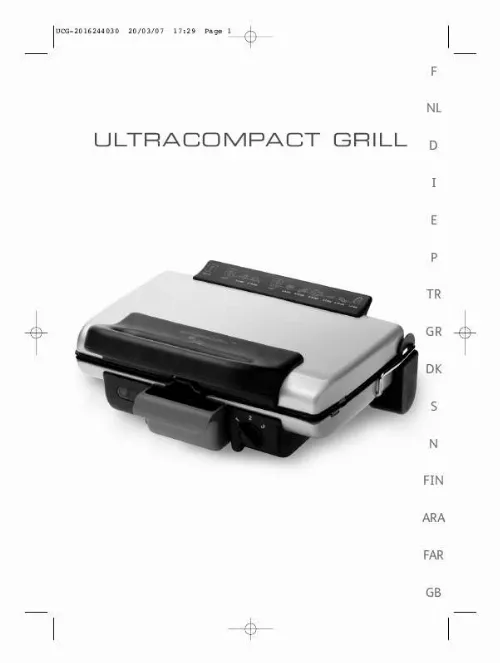 Mode d'emploi TEFAL ULTRACOMPACT GRILL