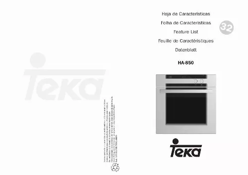 Mode d'emploi TEKA HA-850