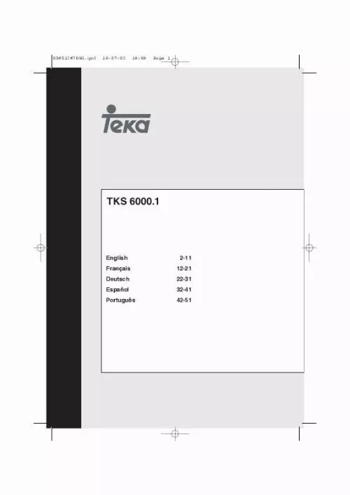 Mode d'emploi TEKA TKS 6000E
