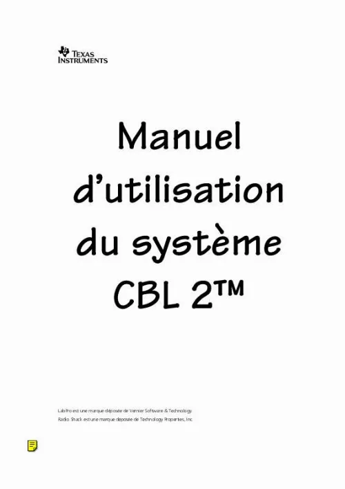 Mode d'emploi TEXAS INSTRUMENTS THE CBL 2 SYSTEM