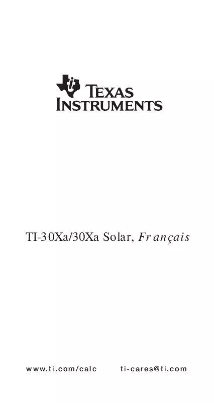 Mode d'emploi TEXAS INSTRUMENTS TI-30XA SOLAR