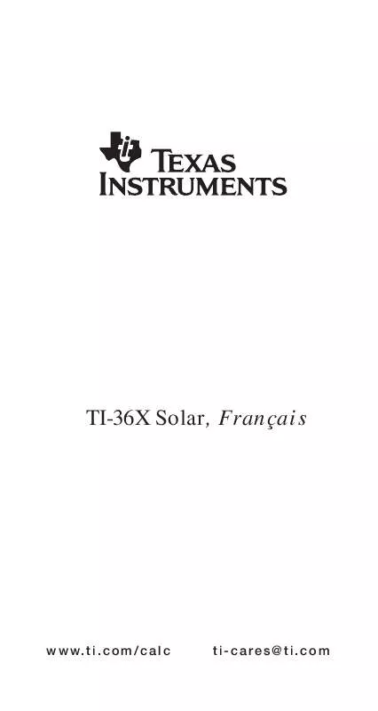 Mode d'emploi TEXAS INSTRUMENTS TI-36X SOLAR