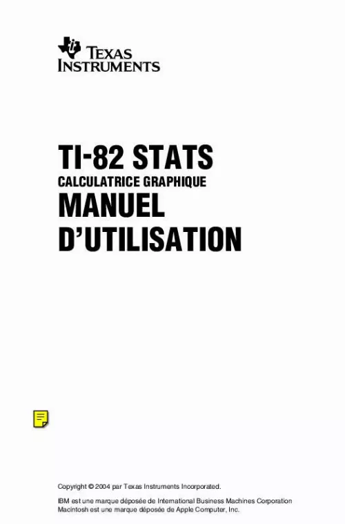 Mode d'emploi TEXAS INSTRUMENTS TI-82 STATS