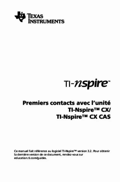 Mode d'emploi TEXAS INSTRUMENTS TI-NSPIRE CX CAS