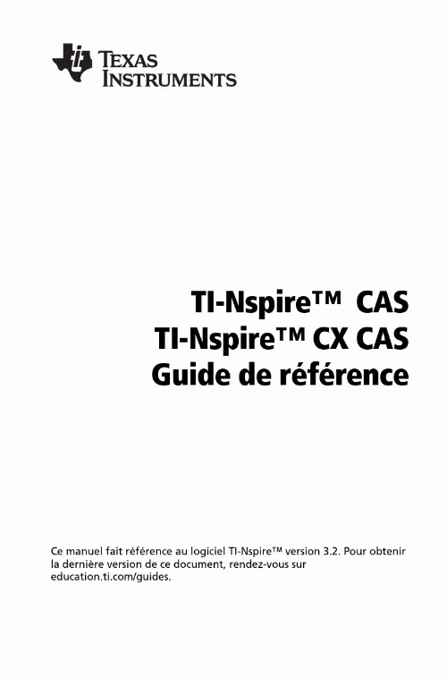 Mode d'emploi TEXAS INSTRUMENTS TI-NSPIRE CX II-T CAS