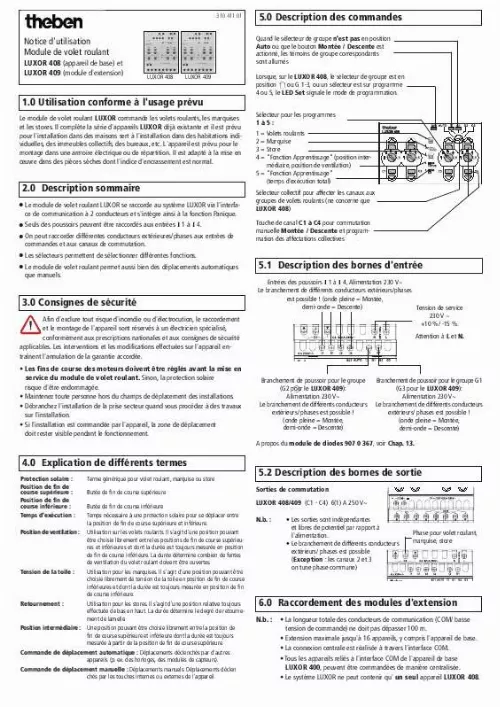 Mode d'emploi THEBEN LUXOR 409