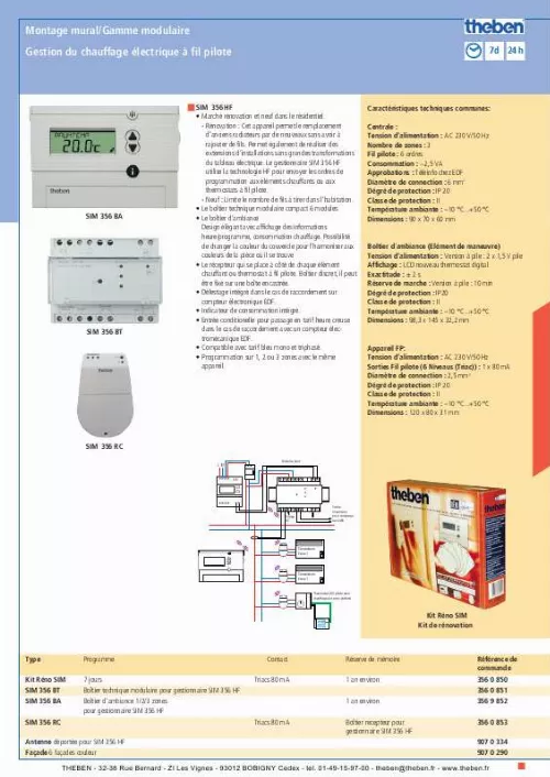 Mode d'emploi THEBEN SIM 356 BA