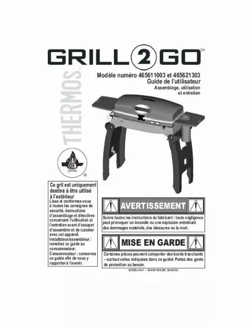 Mode d'emploi THERMOS GRILL 2 GO