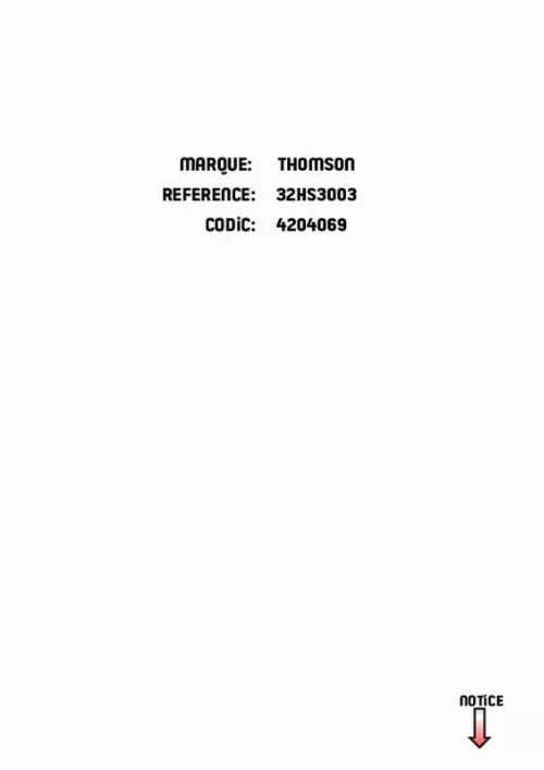 Mode d'emploi THOMSON 32HT3001