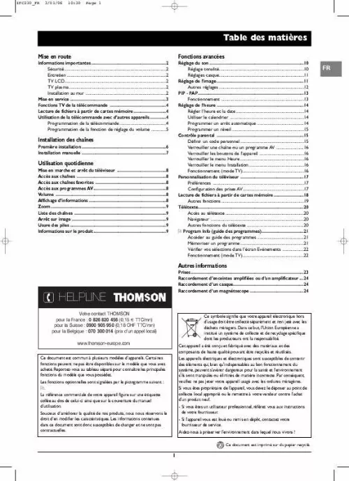 Mode d'emploi THOMSON 42LB330B5