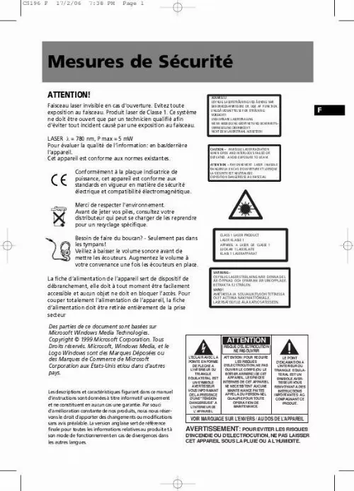 Mode d'emploi THOMSON CS196