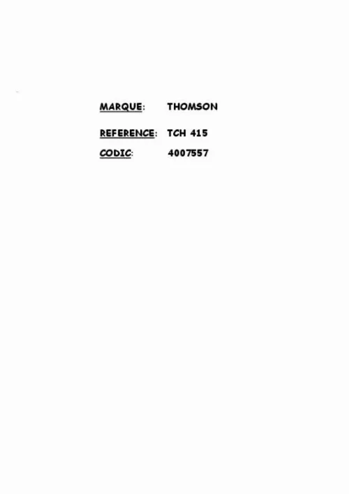 Mode d'emploi THOMSON TCH 415