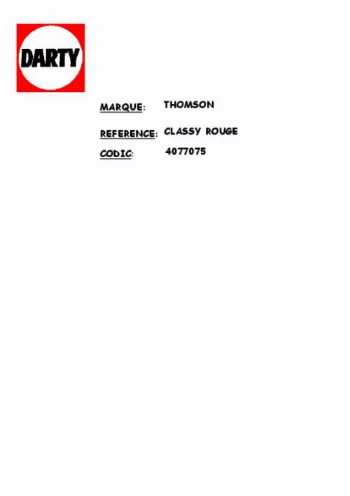 Mode d'emploi THOMSON TH-530D CLASSY