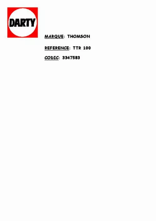 Mode d'emploi THOMSON TTR110