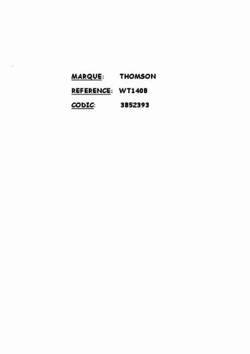 Mode d'emploi THOMSON WT1408