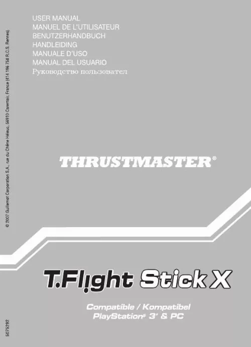 Mode d'emploi THRUSTMASTER T-FLIGHT STICK X