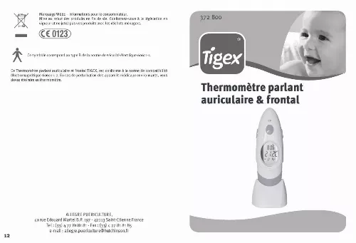 Mode d'emploi TIGEX THERMOMETRE PARLANT AURICULAIRE ET FRONTAL