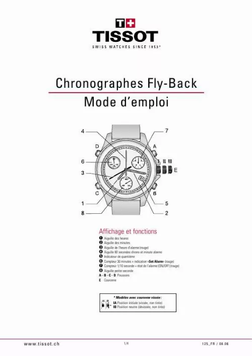 Mode d'emploi TISSOT CHRONOGRAPHES FLY-BACK