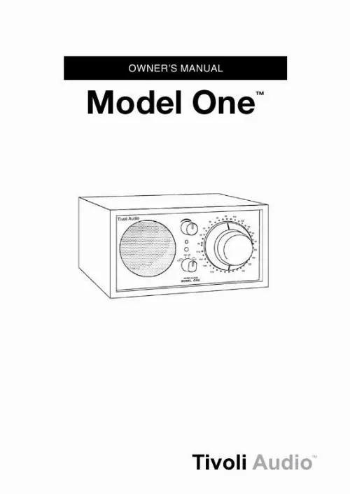 Mode d'emploi TIVOLI AUDIO MODEL ONE