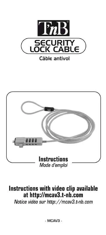 Mode d'emploi TNB SECURITY LOCK CABLE MCAV3
