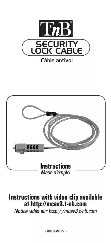 Mode d'emploi TNB SECURITY LOCK CABLE MCAV3W