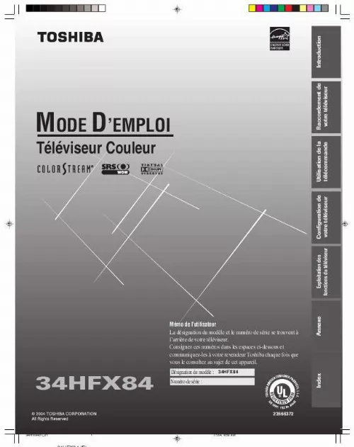 Mode d'emploi TOSHIBA 34HFX84