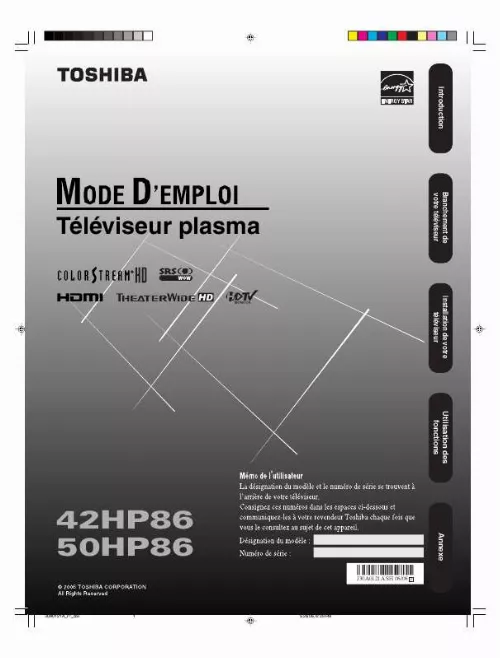 Mode d'emploi TOSHIBA 50HP86