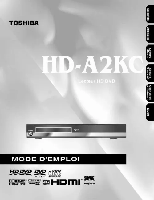 Mode d'emploi TOSHIBA HD-A2