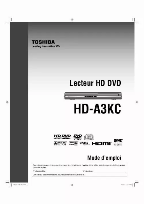 Mode d'emploi TOSHIBA HD-A3