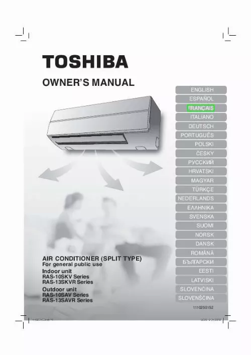 Mode d'emploi TOSHIBA RAS-13SKVR