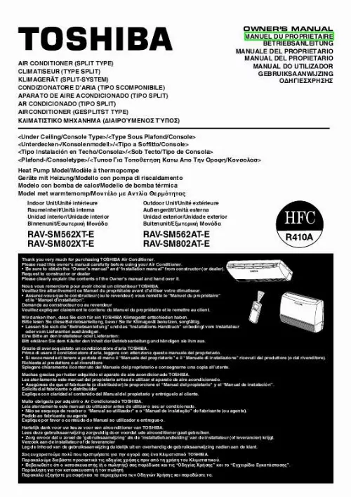 Mode d'emploi TOSHIBA RAV-SM562XT-E
