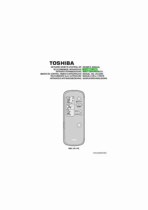 Mode d'emploi TOSHIBA RBC-IR1-PE