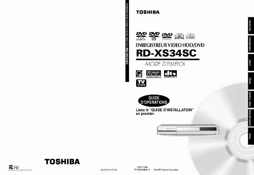 Mode d'emploi TOSHIBA RD-XS34