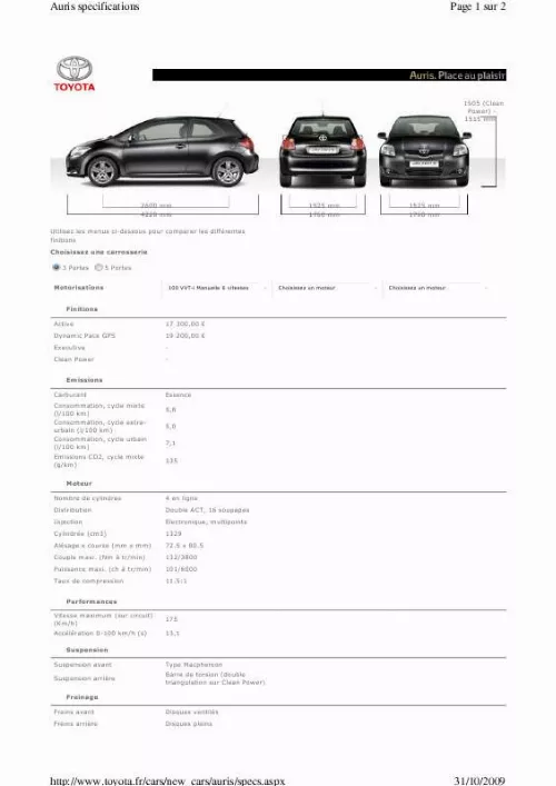 Mode d'emploi TOYOTA AURIS