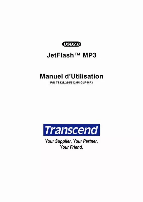 Mode d'emploi TRANSCEND TS256MJF-MP3