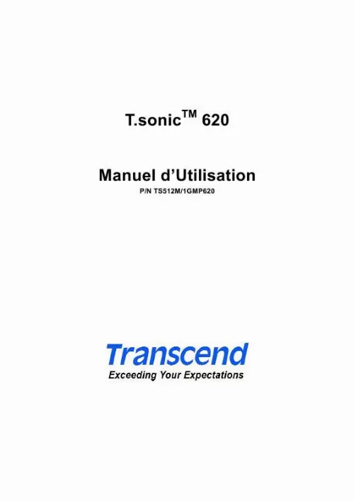 Mode d'emploi TRANSCEND TS256MMP620