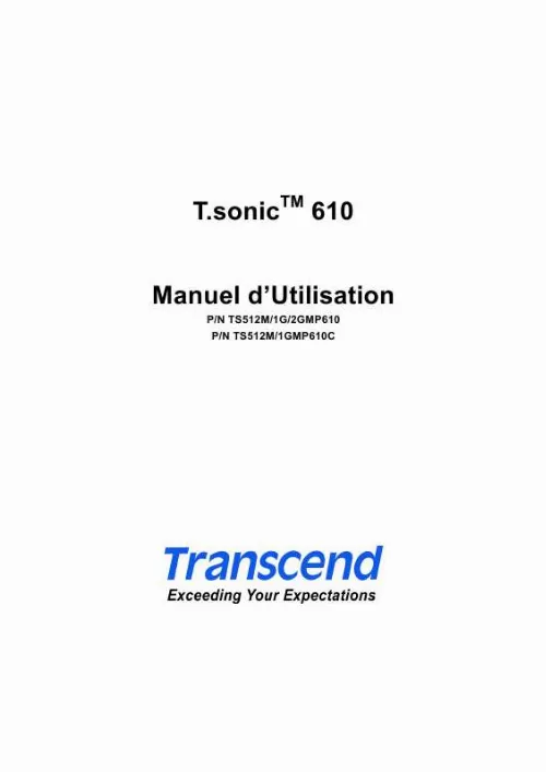 Mode d'emploi TRANSCEND TS512MMP610