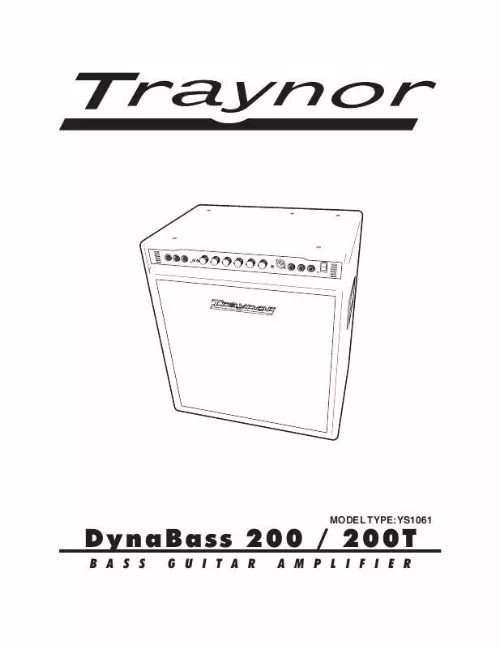 Mode d'emploi TRAYNOR DYNABASS 200