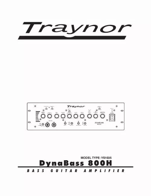 Mode d'emploi TRAYNOR DYNABASS 800H